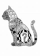 Coloring Zentangle Cat Pages Adults Adult Kids Color Print Animal Printable Detailed Kittens Discover Style Pattern Butterflies Book Children Rachel sketch template