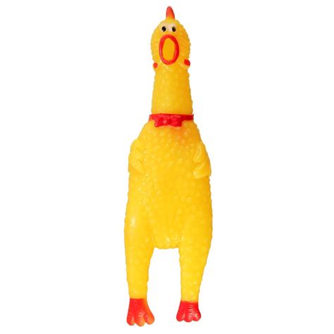 yellow screaming rubber chicken pet dog toy squeak squeaker chew gift