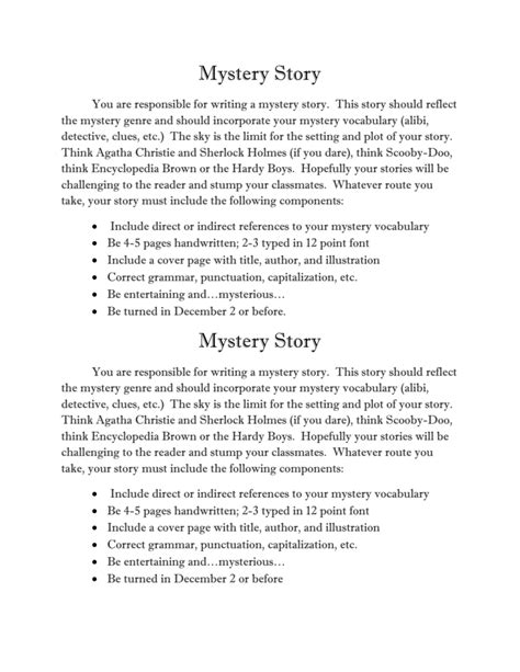 mystery story   responsible  writing  mystery story