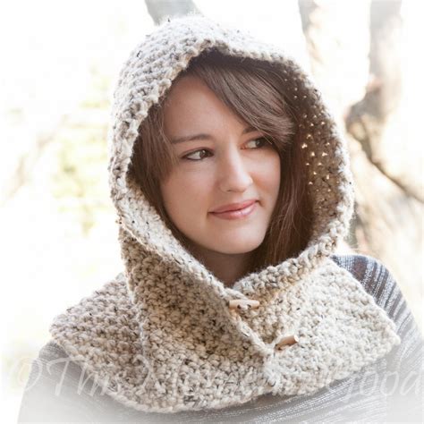 loom knit country hood  cowl pattern child teen adult sizes chunky oversized hood cowl