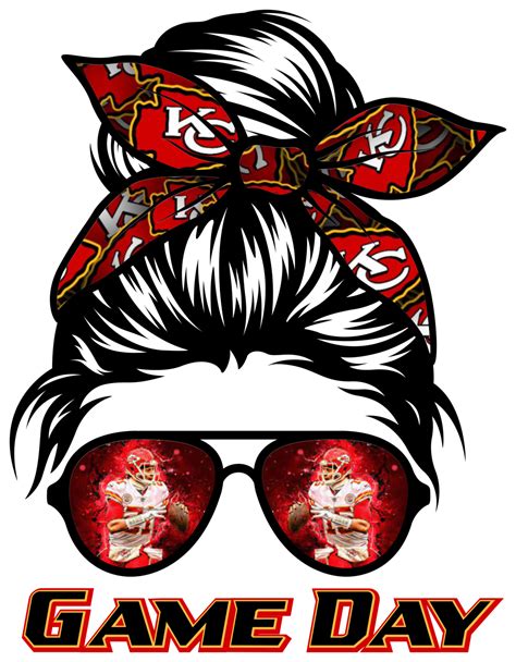 Kc Chiefs Gameday Messy Bun Sublimation Png File Instant Download