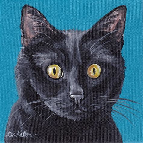 black cat art print canvas  paper black cat art print cat etsy
