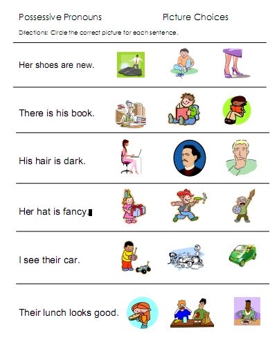possessive pronouns worksheet kindergarten