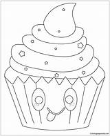 Pages Kawaii Cupcake Coloring Stars Color Desserts sketch template