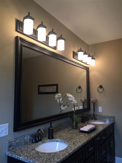 Master Bathroom Bronze Vanity Lighting Transitional