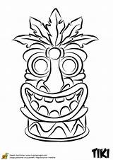 Tiki Coloring Pages Hawaiian Coloriage Totem Head Printable Masque Drawing Faces Masks Hut Template Rigolo Drawings Hawaii Hugolescargot Pole Hawaïen sketch template