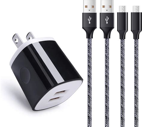 amazoncom android charger micro usb cord wall charger block fast charge android phone cable