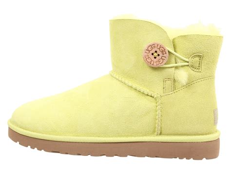 ugg mini bailey button in yellow lichen twinface lyst
