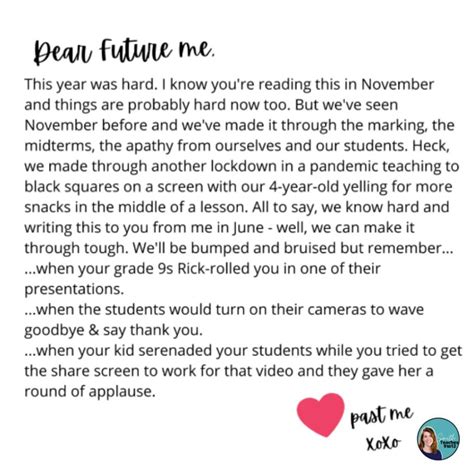 teacher tip   reflection letter   future
