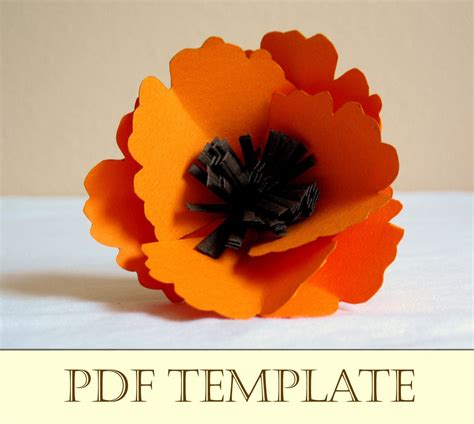 poppy paper flower printable  instructions  template paper