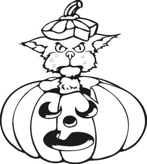 cat playing   halloween pumpkin coloring pages hellokidscom