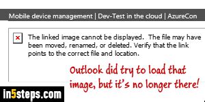 show images  emails outlook