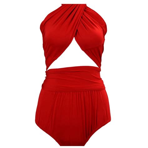 Women Swimming Swimwear Swimsuit Beach Bikini Set Stylish Halter Solid