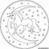Einhorn Mandalas Mond Sterne Ausmalen Pegasus Malvorlagen Malvorlage Kostenloses sketch template