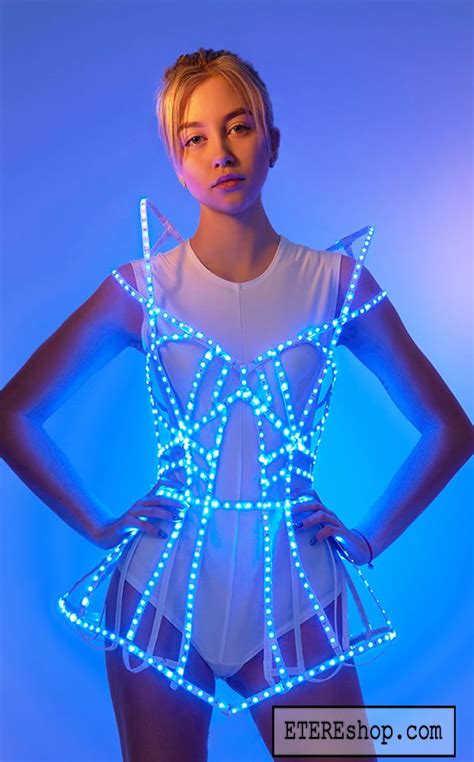 rave led light  cage dress outfit fashion festival costume clothing light solutions etere
