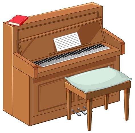 piano marron en estilo de dibujos animados sobre fondo blanco