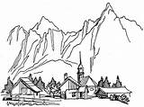 Coloring Sawtooth Mountans Designlooter Adults Pages Colouring sketch template