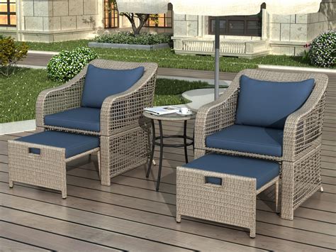 enyopro  piece wicker patio sofa set outdoor  weather conversation set    ottoman