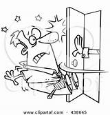 Door Knocking Cartoon Man Open Clipart Hand Pushing Outline Clip Illustration Hit Royalty Clock Someone Rf Toonaday Ron Leishman Punching sketch template