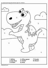 Number Color Worksheets Dino Printable Kids Kidloland Activity Worksheet sketch template