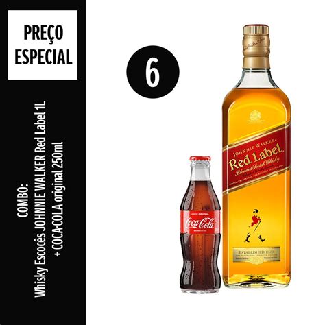 kit whisky escoces johnnie walker red label garrafa  litro coca cola perfeita vidro ml