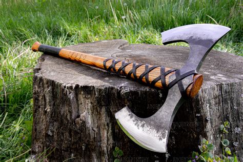 double blade battle axe functional viking double sided axe