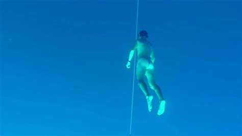 nude diving underwater