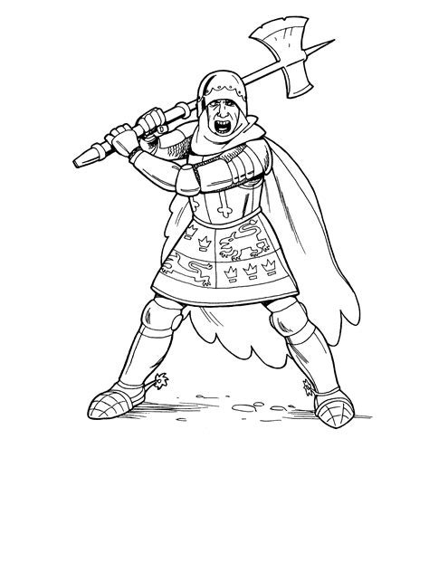 coloring page knight  ax