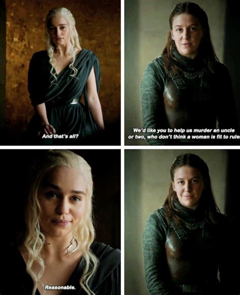 daenerys targaryen and yara greyjoy game of thrones season 6 quotes funny humour meme winter is