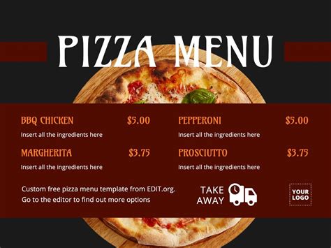 customizable pizza menu templates