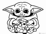 Coloring Yoda Baby Pages Mandalorian sketch template