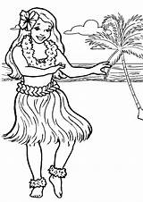 Coloring Girl Hula Pages Beach Dancing Surfer Boy Hawaiian sketch template