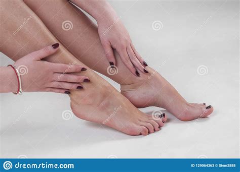 girl feet and hands nail polish stock image image of smile pretty 129064363