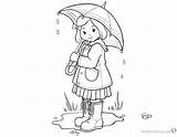 Umbrella Coloring Girl Pages Kids Rain Raindrop Printable Color Children Print Sheets Choose Board sketch template