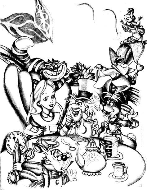 alice  wonderland return  childhood adult coloring pages