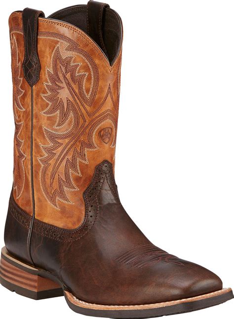 ariat leather quickdraw western boots  brown  men lyst