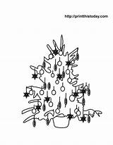 Christmas Tree Coloring Printable Pages Trees Decorated Printthistoday sketch template