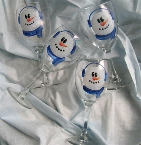 Items Similar To Snowman Wine Glasses Hand Painted On Etsy