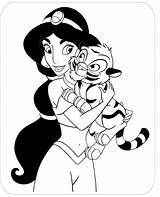 Jasmine Coloring Pages Disney Princess Tiger Baby Aladdin Print Cartoon Cliparts Kid Kids Coloriage Colorier Colouring Color Printable Worksheets Tigers sketch template