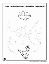 Chicken Activities Tracing Activity Kids Farm Pages sketch template
