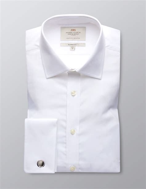 men s formal white poplin classic fit shirt double cuff hawes