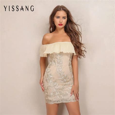 Buy Yissang Off The Shoulder Sexy Dress Ruffles