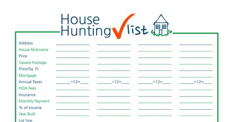 house hunting checklistpdf house hunting house address hunting
