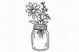 Daisy Drawings Wildflowers Dxf Daisies Jars Easy Eps sketch template