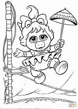 Coloring Piggy Pages Babies Baby Miss Printable Rope Walking sketch template