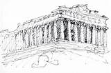 Parthenon Predock Drawing Coloring Template Sketch Antoine sketch template