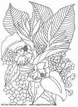 Coloring Tropical Pages Flowers Flower Leaves Color Tropicalflowers Printable Adult Colouring Happy Book Sheets Family Adults Happyfamilyart Inspired Print Kids sketch template