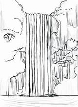 Waterfall Coloring Pages Drawing Kids Nature Easy Landscape Waterfalls Colouring Draw Sketch Drawings Step Choose Board Sketches Print Bestcoloringpagesforkids Pencil sketch template