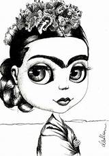 Frida Kahlo Coloring Khalo Pages Eyebrow Knows Rock Blythe Draw Drawings Situation Drawing Studio Cartoon Artists Visit Mexican sketch template