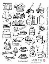Chore Icons Printable Hand Drawn Planner Icon Stickers Set Plan Life sketch template